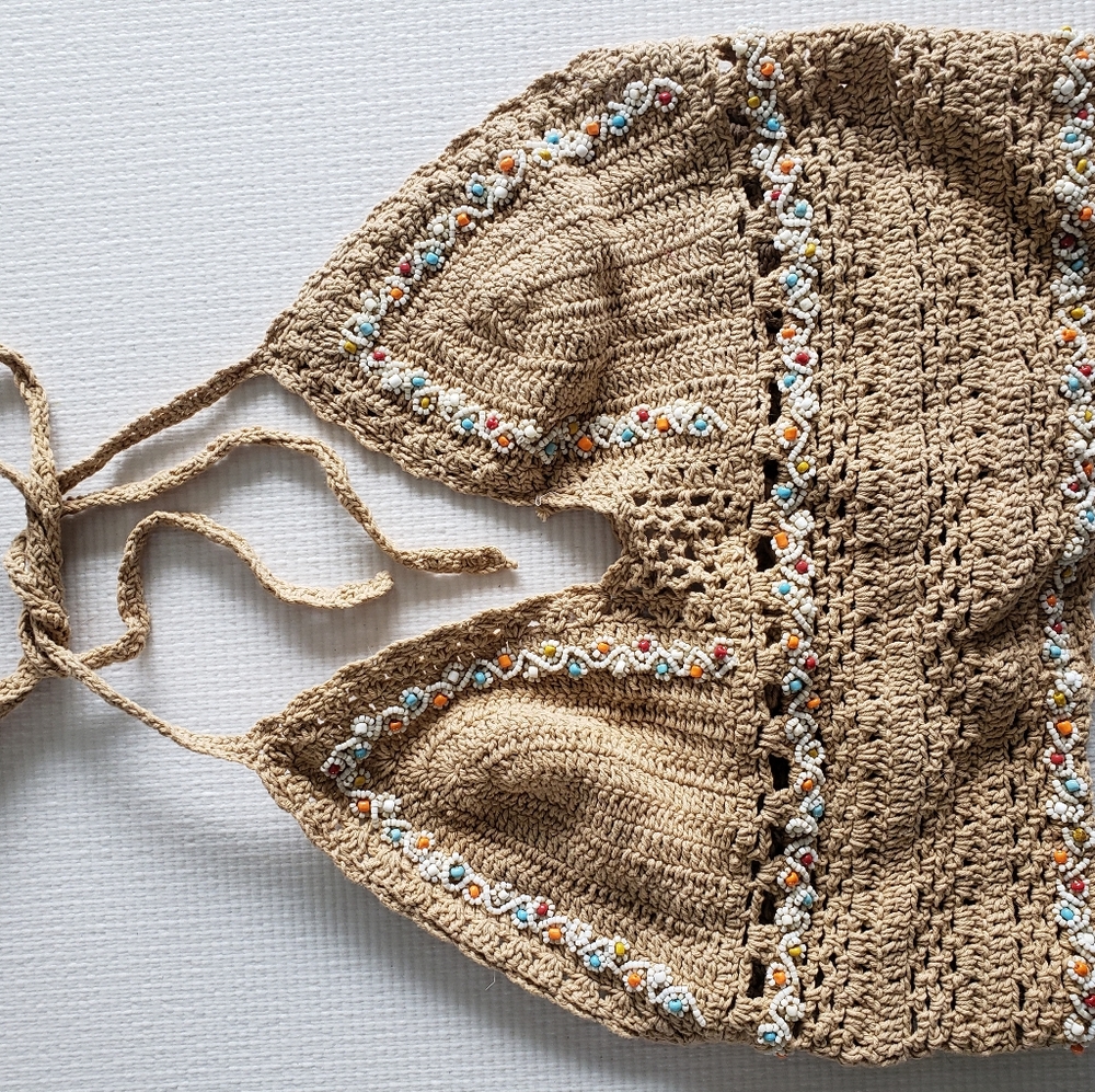 Hand made crochet beaded crop top
